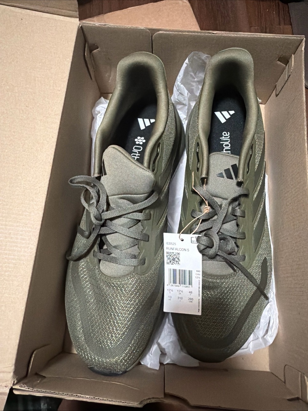 Adidas Men's Size 13 Runfalcon 5 Olive Green IE0525 Running Shoes New Run Falcon
